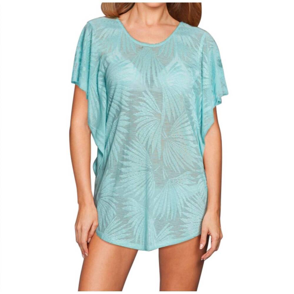 NEW J.VALDI flutter sleeve tunic cover up in aqua